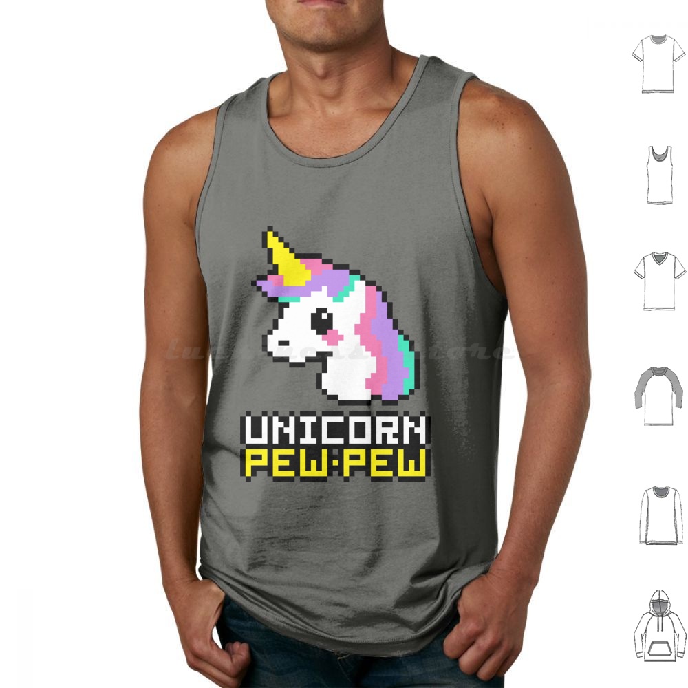 Retro Gaming Gamestop - Unicorno-Pew! Canotte in cotone con stampa