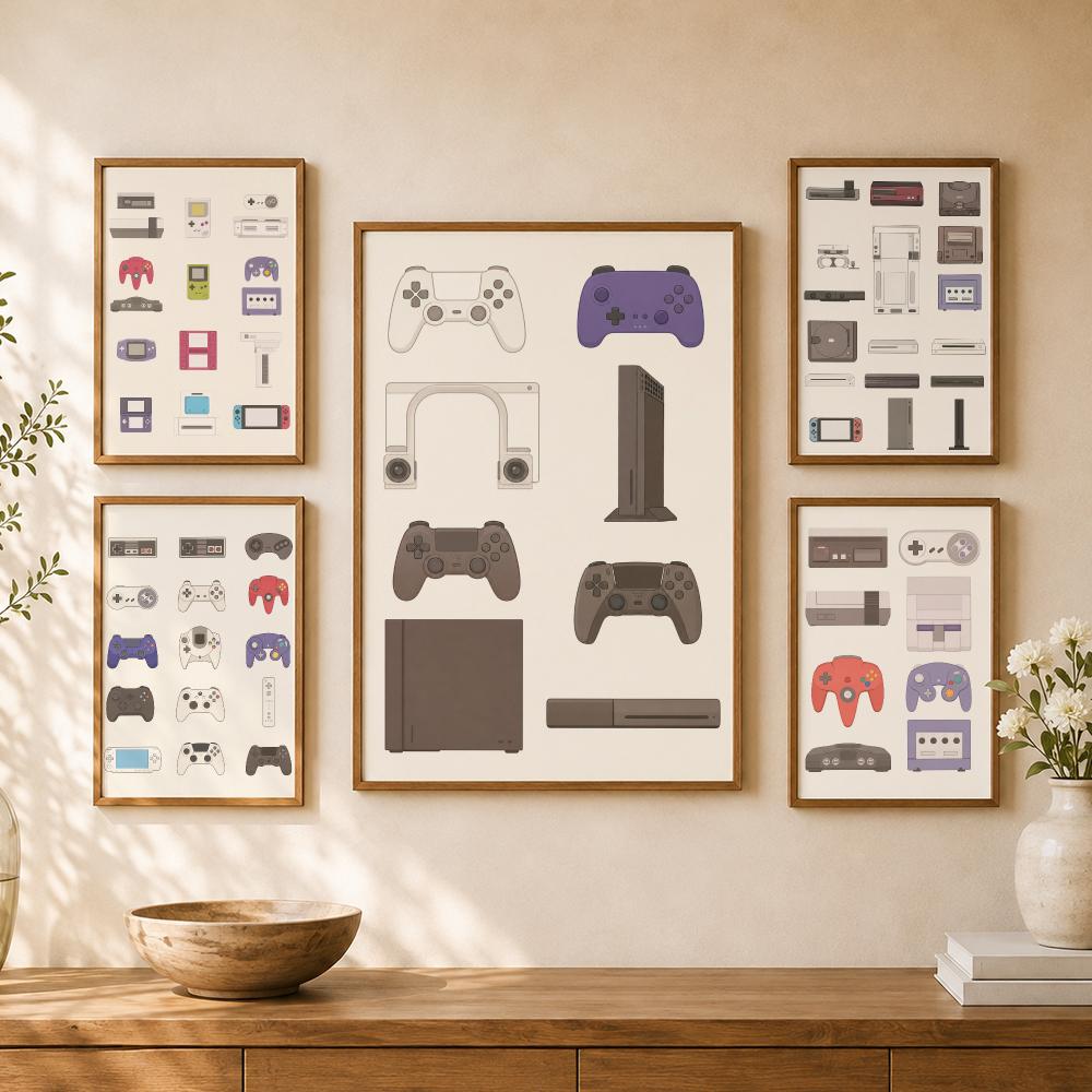 Retro Gaming Wallpaper - Console portatile retrò per videogiochi, poster
