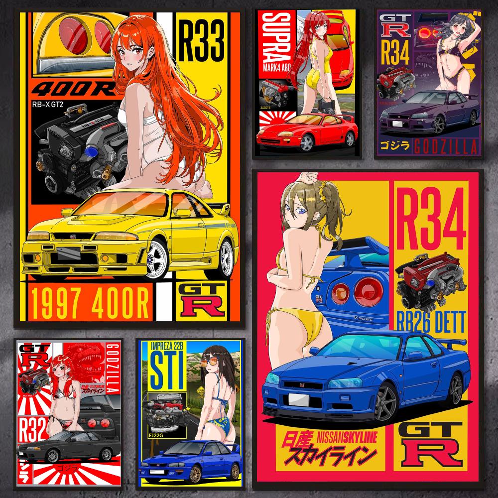 Retro Gaming Wallpaper - Poster sulla cultura automobilistica JDM in